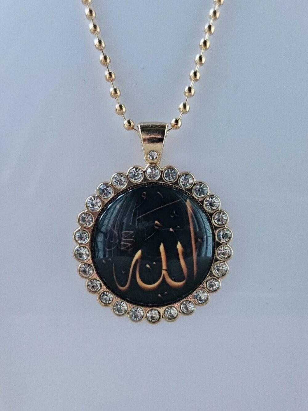 ALLAH Pendant Necklace Cobochon Gold Tone Chain Fashion Jewelry Religious Islam - Picture 5 of 11